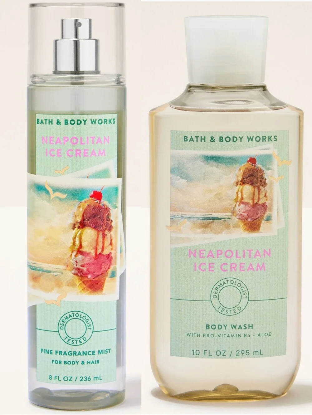 Bath & Body Works Neapolitan Ice Cream Fragrance Mist & Body Wash Set New RARE